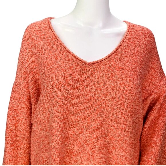 J Jill | Pure Jill Womens Marled Knit Sweater Pink V Neck Oversized Size M - Picture 4 of 12